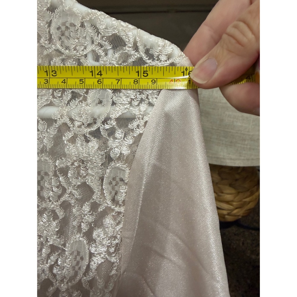 Vintage Style Champagne Pink Satin  Lace Long Robe Wrap Belted Lingerie unsized - Picture 5 of 6